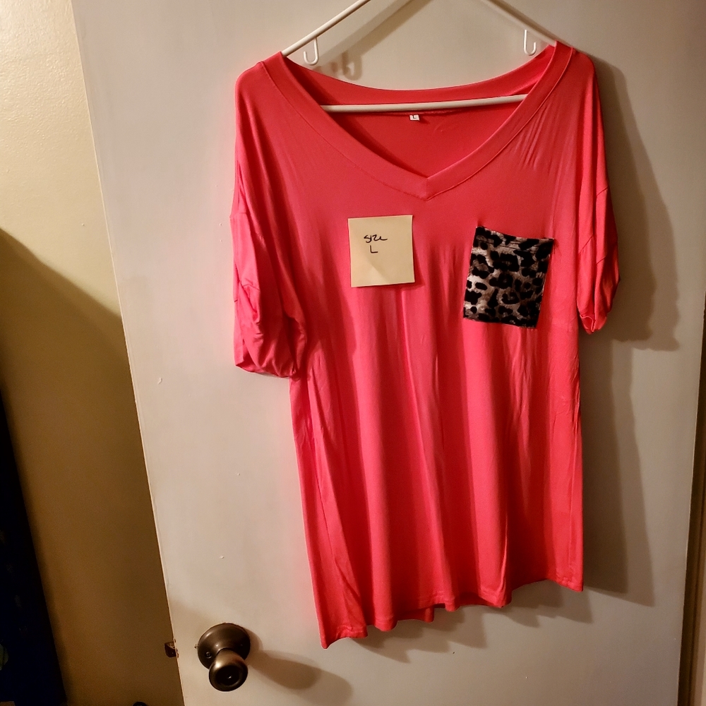 Pink with leopard print pocket